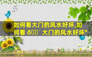 如何看大门的风水好坏,如何看 🌴 大门的风水好坏*